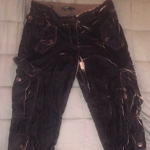 BCBG Brown Velvet Cargo Pants